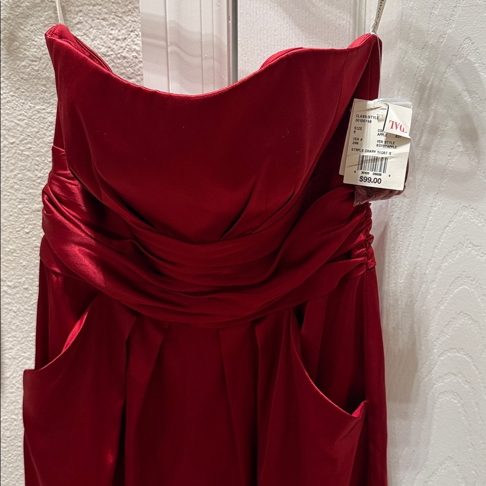 Vintage - Y2k - David’s bridal- Elegant Red Strapless Dress - Bridesmaid Dress - Picture 3 of 5